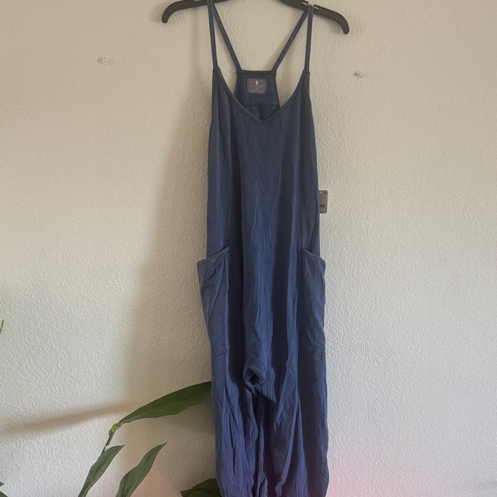 NWT Free People hot Shot Onesie Blue Sleeveless Jumpsuit